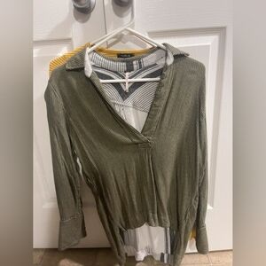Green Ribbed Long Sleeve Top